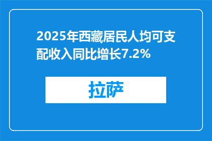 2025年西藏居民人均可支配收入同比增长7.2%