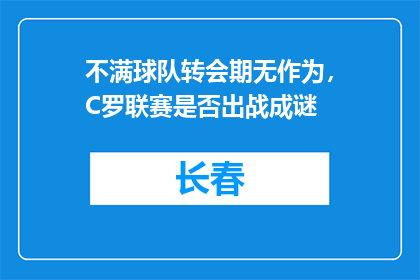 不满球队转会期无作为，C罗联赛是否出战成谜