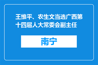 王维平、农生文当选广西第十四届人大常委会副主任